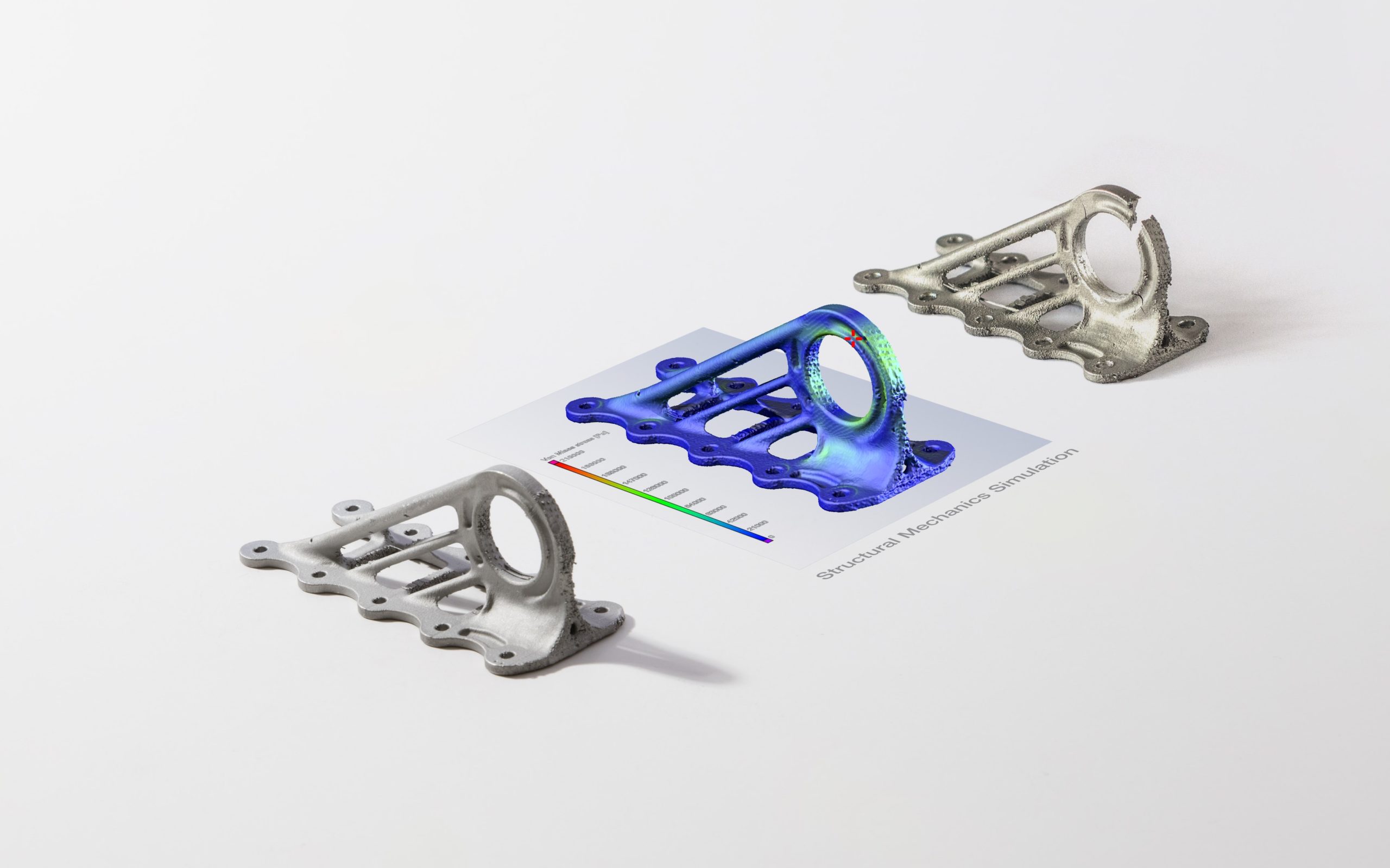 Aircraft cabin bracket, CT-based simulation and destructively tested bracket