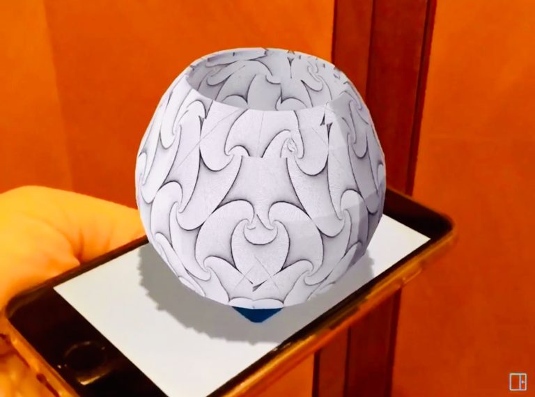 Tablet displaying a 3D model in a design application