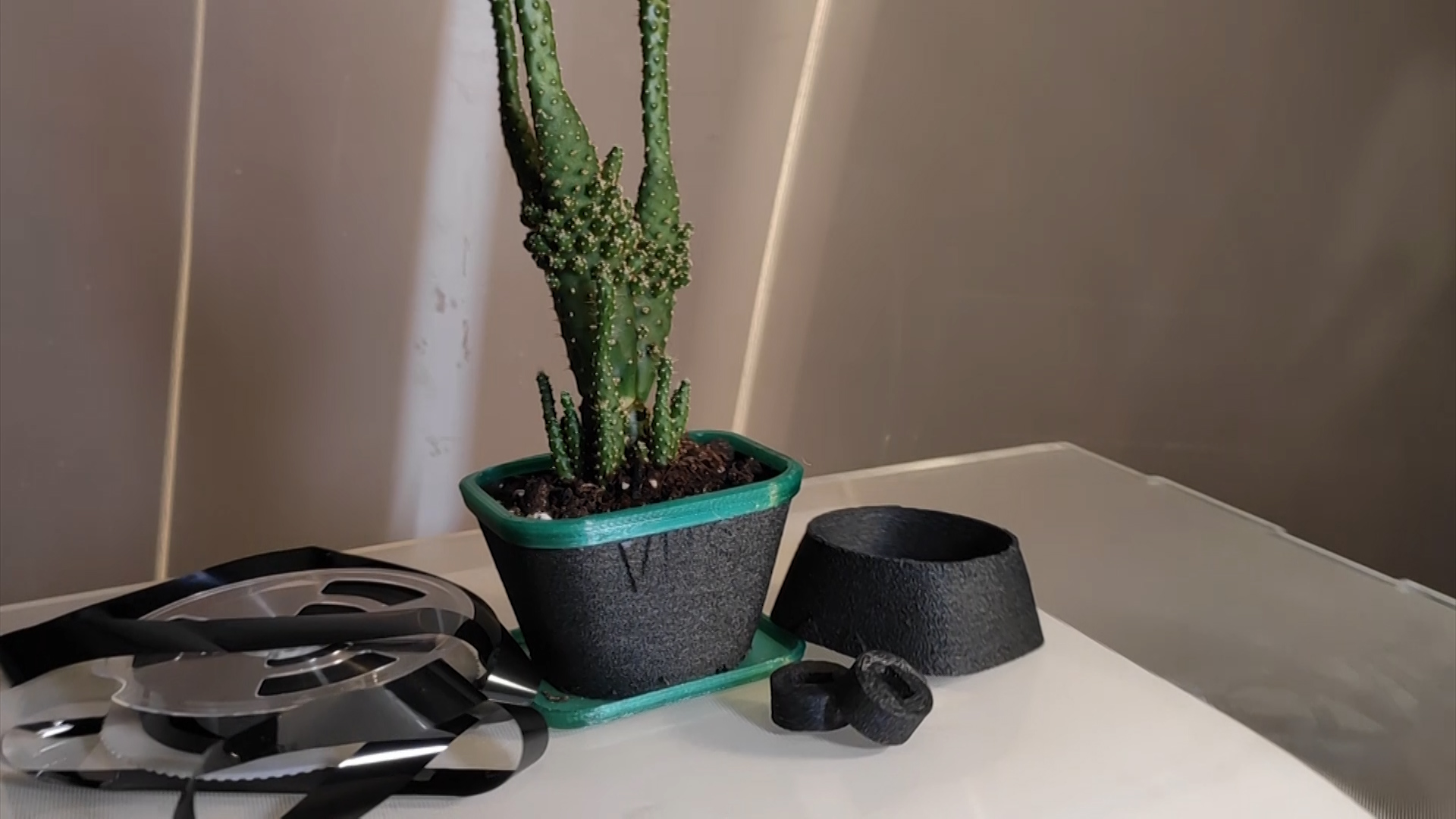 Printed pots and cassette tape