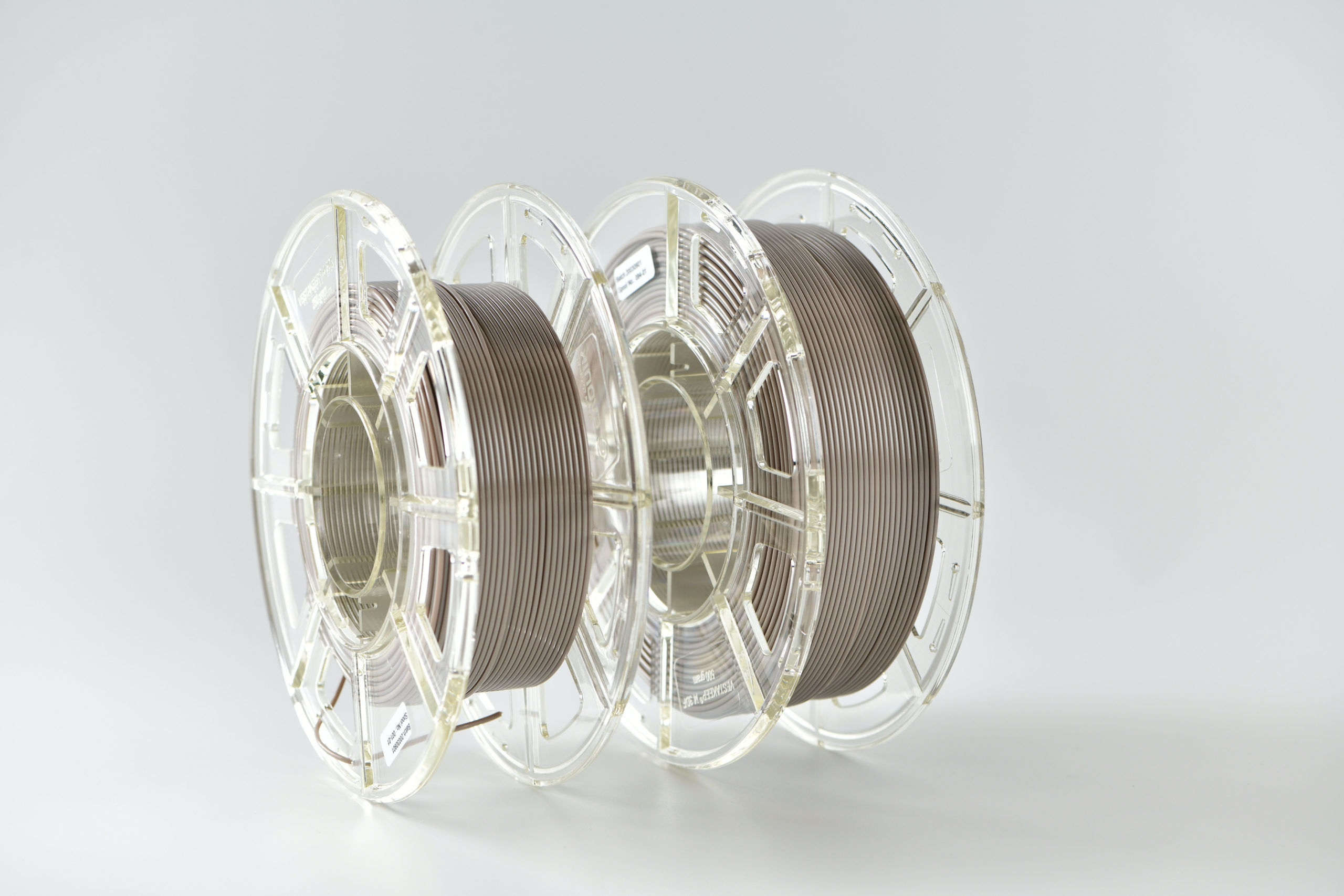 Spools of PEEK filament presented by Evonik