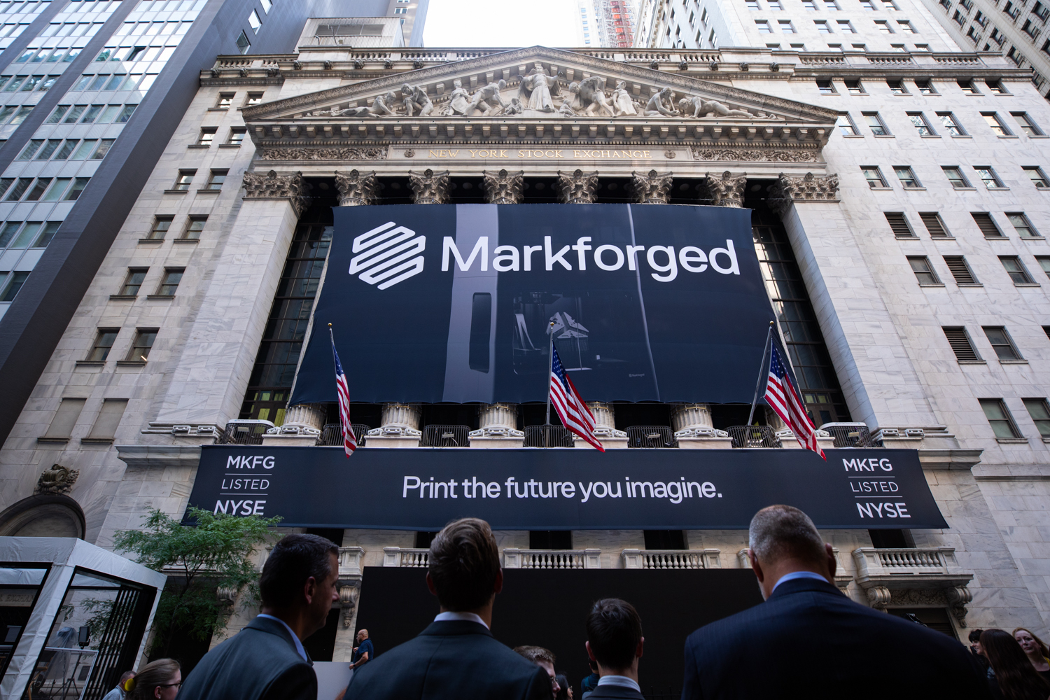 Markforged team gathered at the New York Stock Exchange
