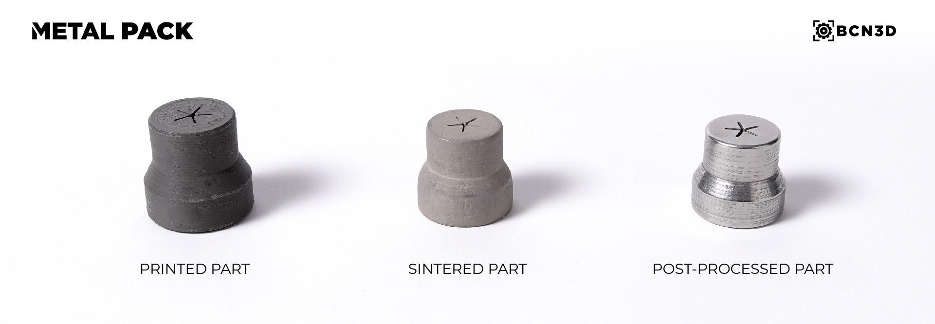 Stages of metal-part production with the BCN3D Metal Pack