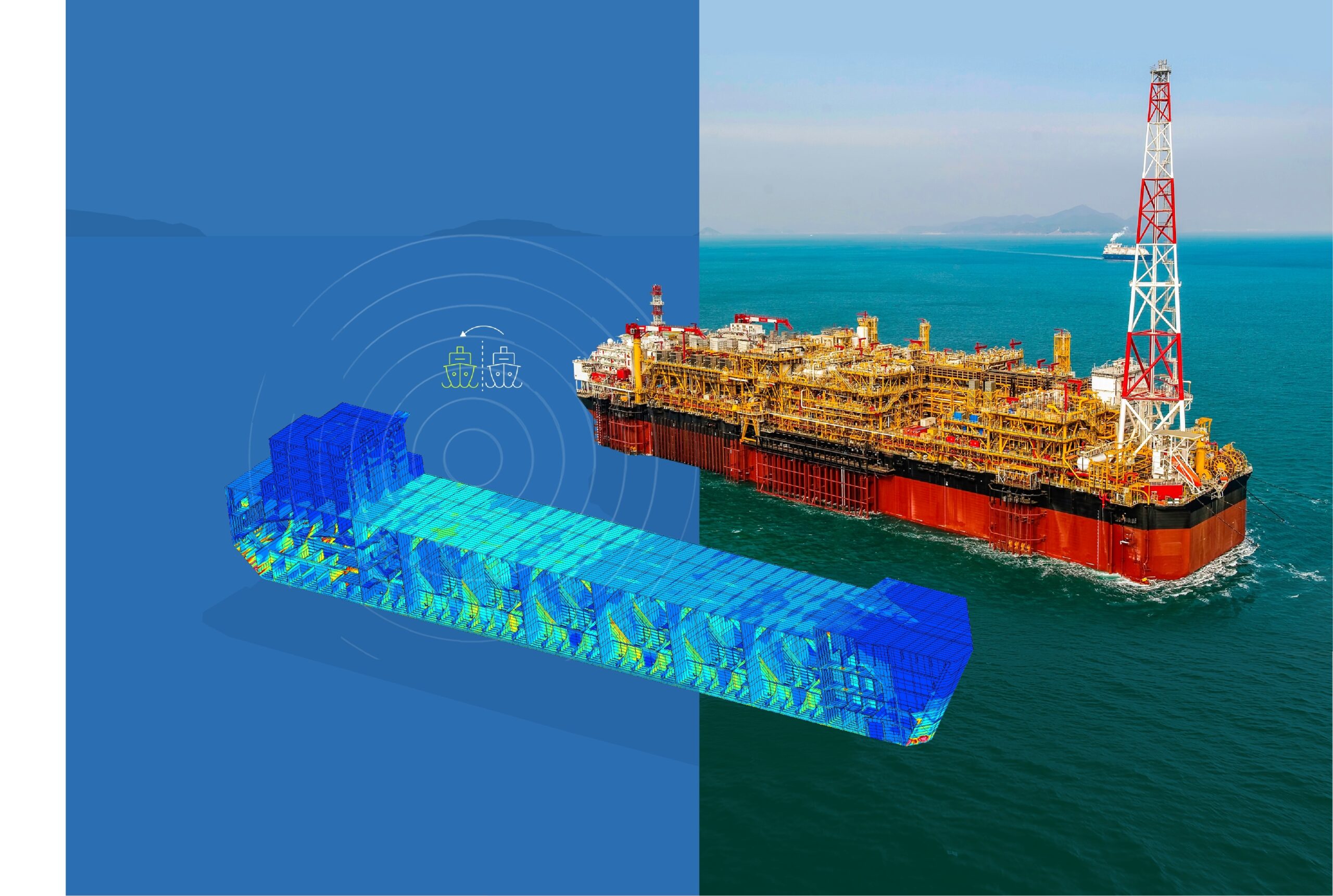 Illustration d’un équipement offshore et de son modèle numérique