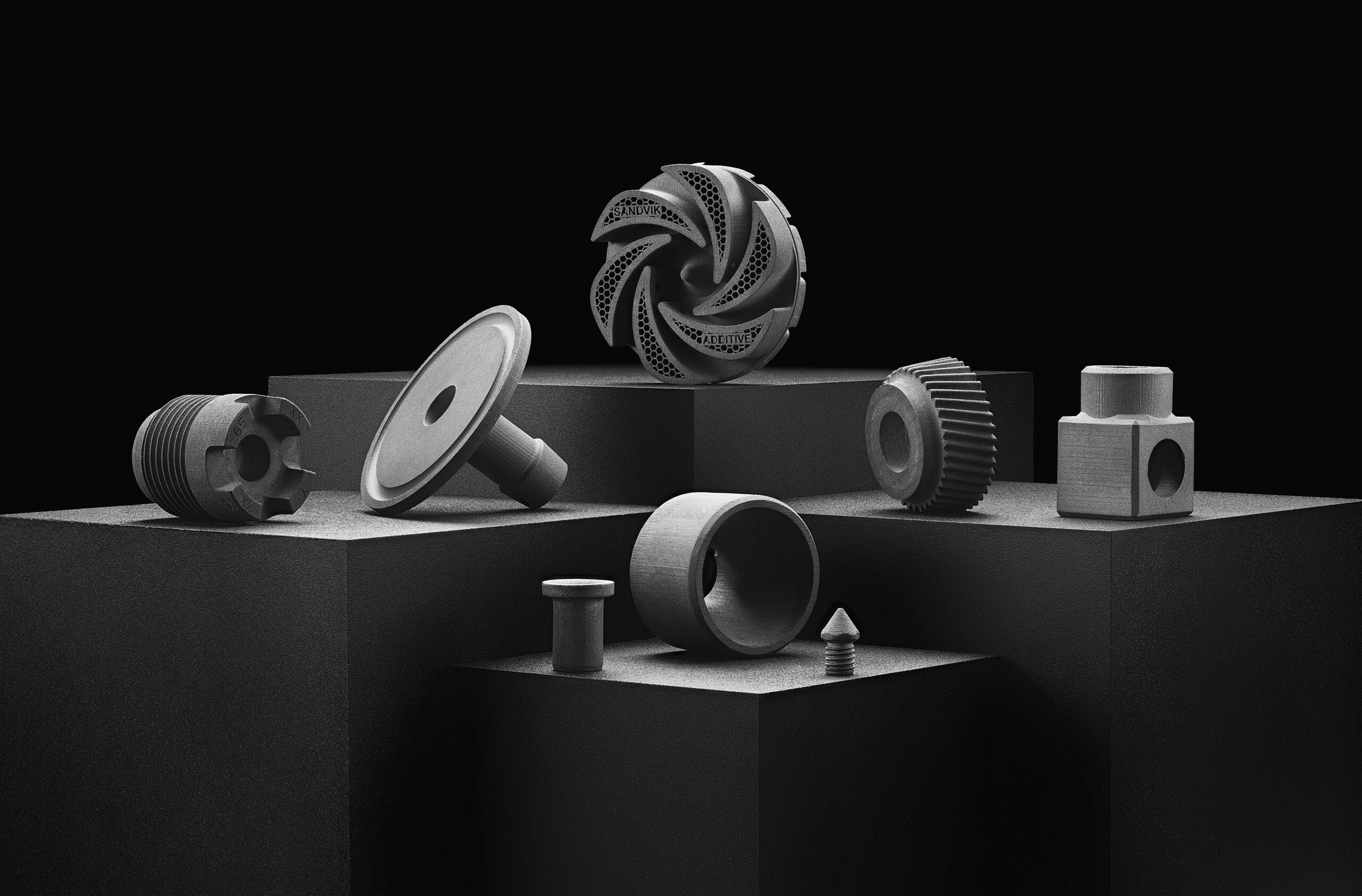 Examples of cemented-carbide components with complex geometries