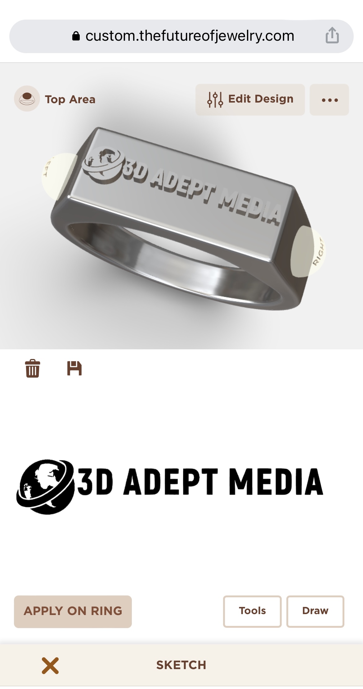 Example of ring customization in the TFOJ interface.