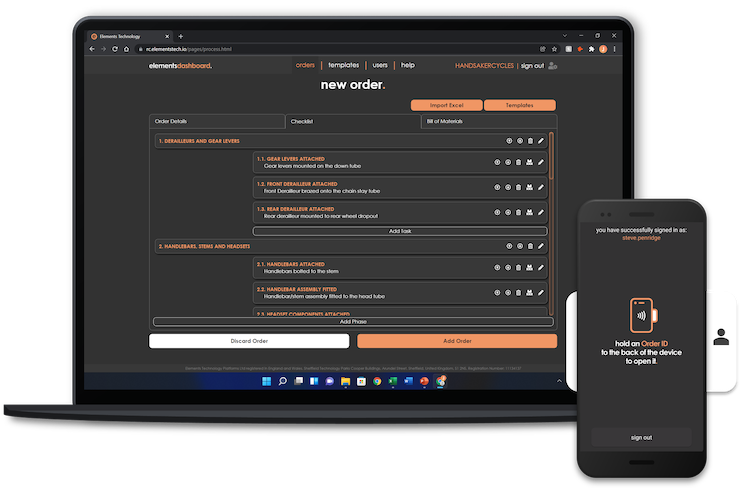 Manufacturing workflow interface presented by Authentise.