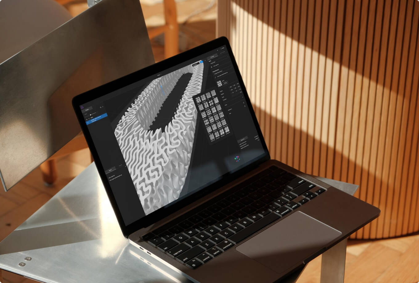 Metafold software displaying a complex geometry on a computer