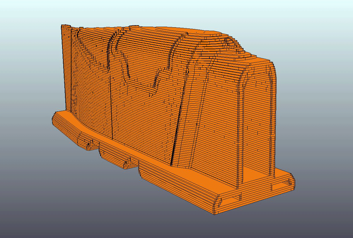 Digital tooling model made up of cut and assembled layers