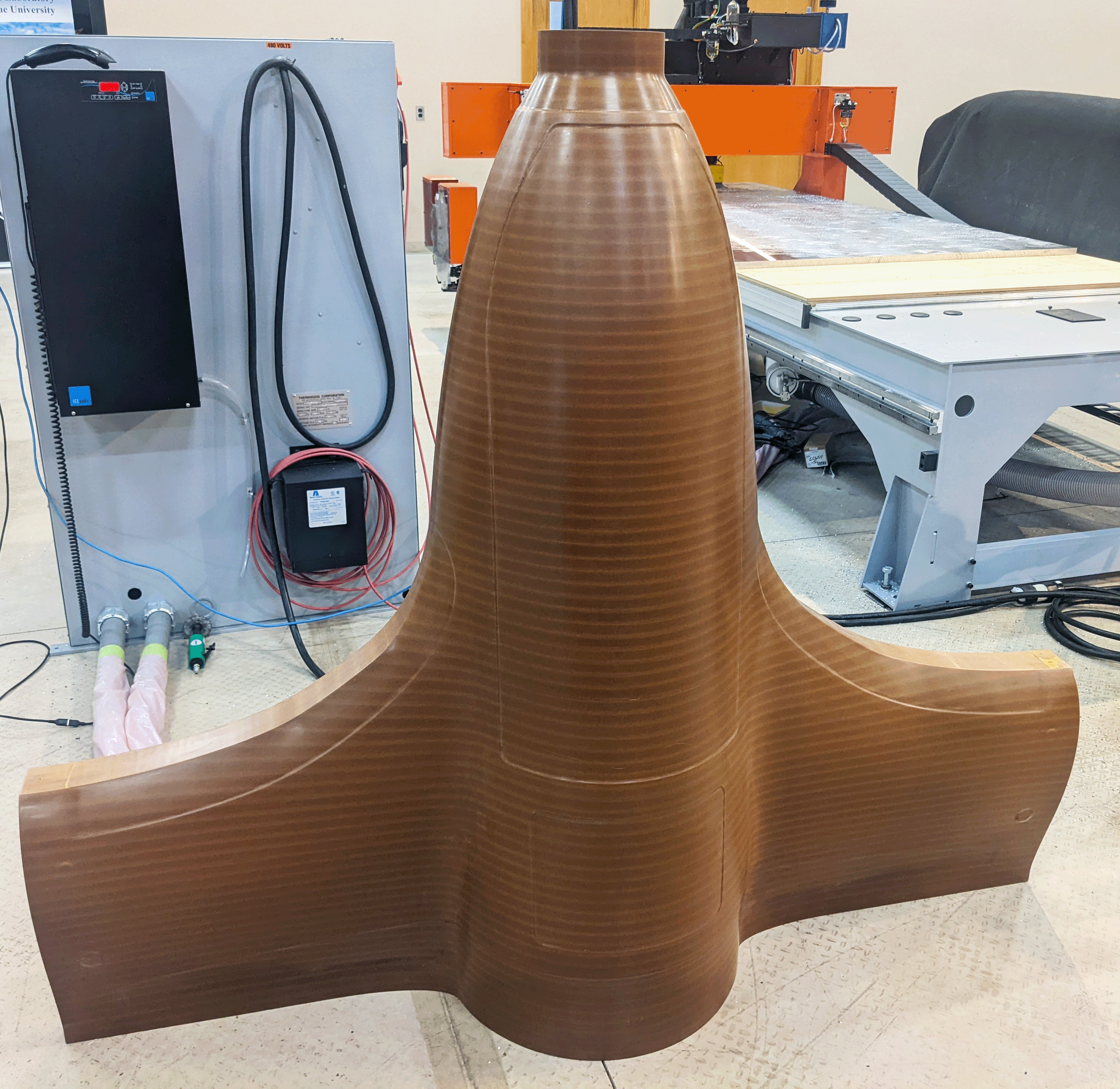 Drone body pattern with visible layers, made using Cut Layer Additive