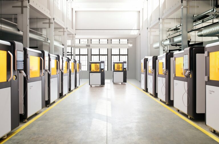 Rows of Lithoz CeraFab machines in a manufacturing workshop