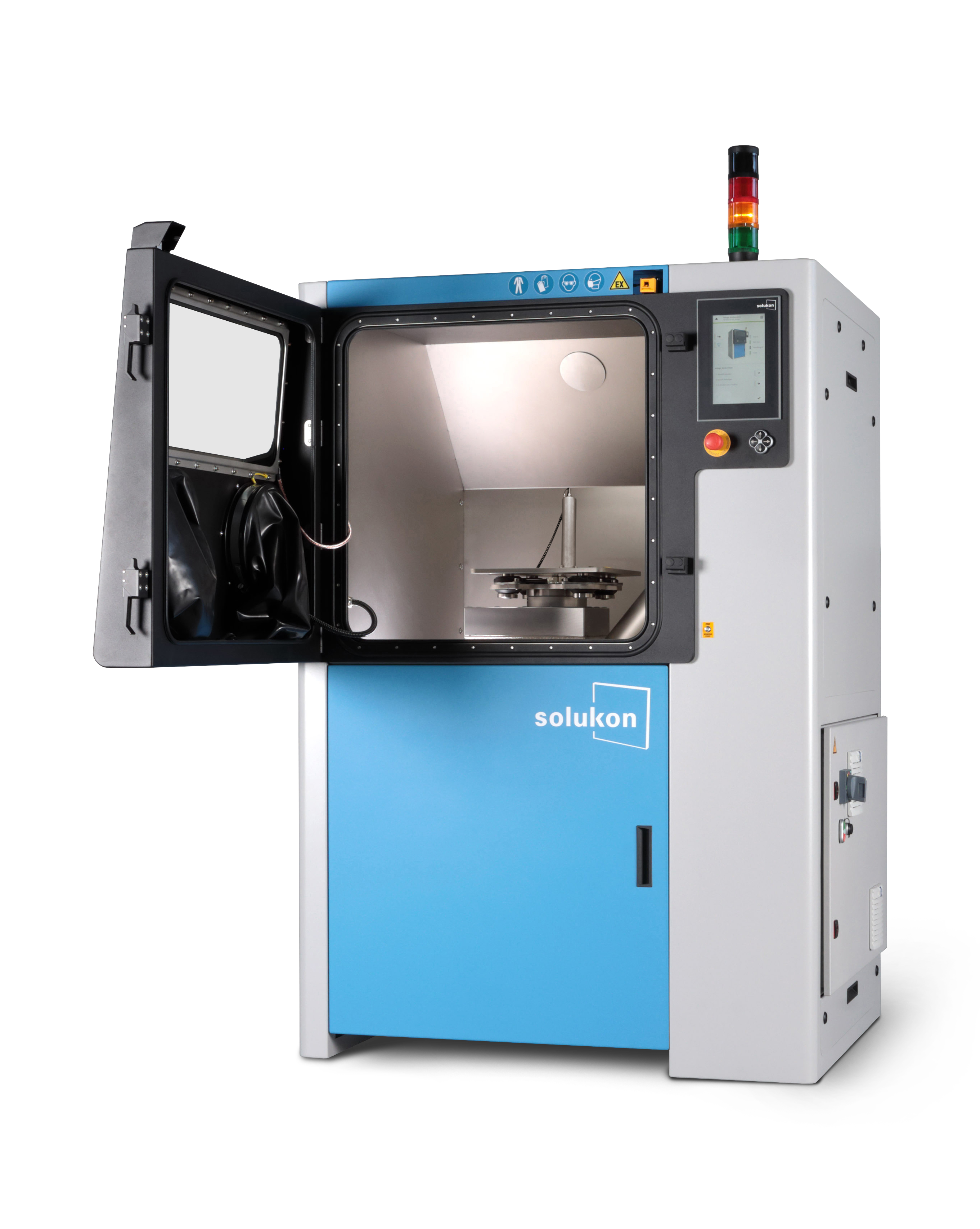 Machine de dépoudrage Solukon SFM-AT350-E, porte ouverte