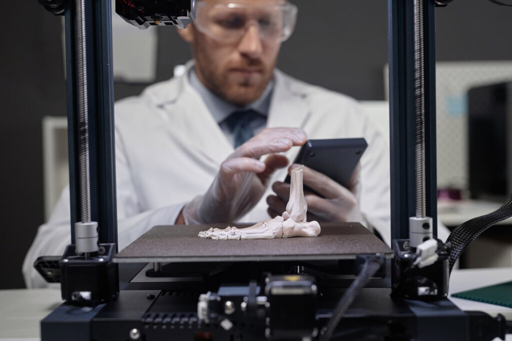 Illustration of 3D printing in a medical setting