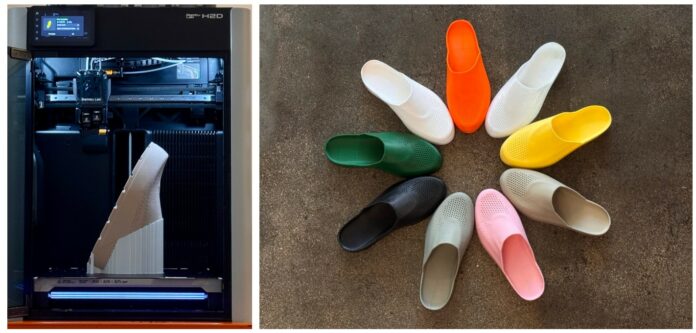 Image of shoes and a 3D printer