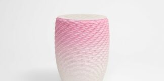 Philipp Aduatz and Incremental3D use 3D concrete printing and recycled material in their latest project Metric stool and table