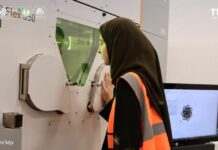 Woman looking a print