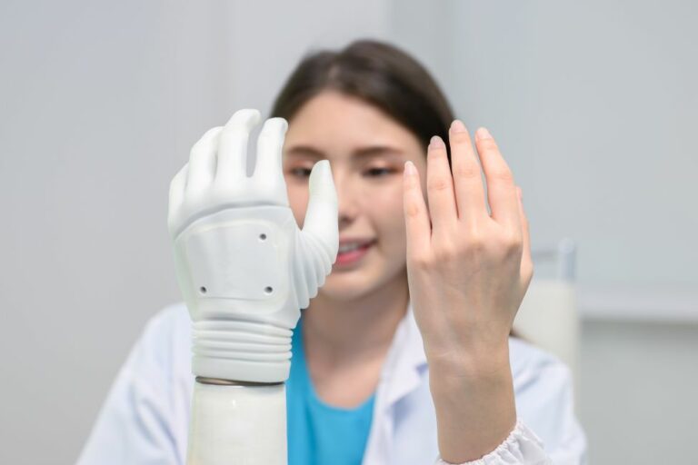 Technician working on a prosthesis