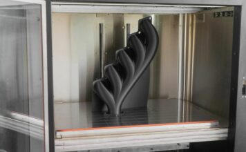 AON3D Hylo 3D Printed Manifold inside a build chamber