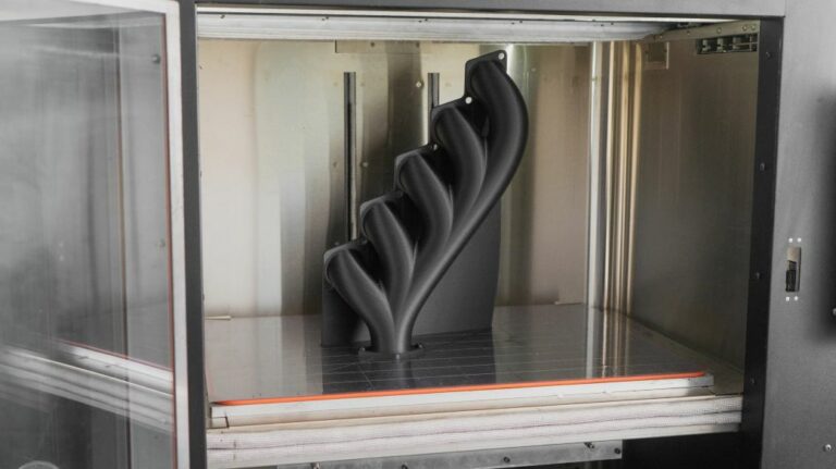 AON3D Hylo 3D Printed Manifold inside a build chamber