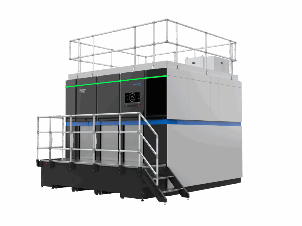 Plateforme Colibrium Additive M Line avec passerelle d’accès.