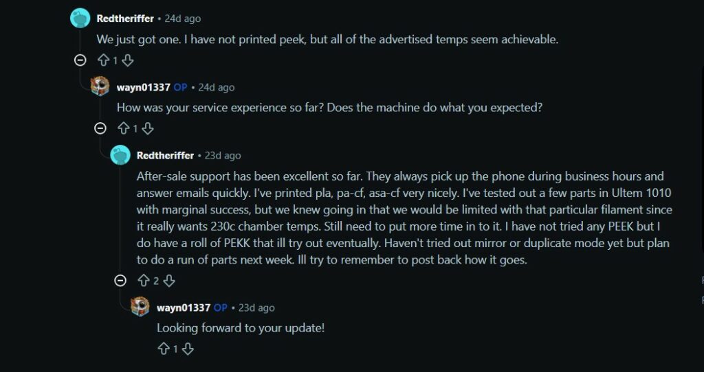 Screenshot of comments on a forum