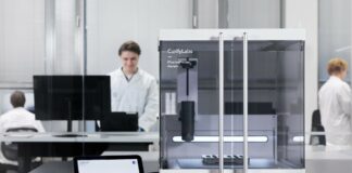 Pharmaceutical 3D printer on a table in a pharmacy lab
