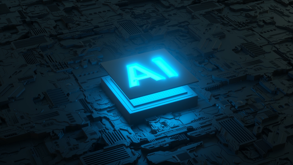 Illustration of an AI processor on a circuit board