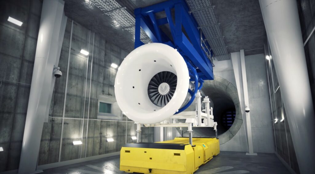 Engine test on an instrumented test stand