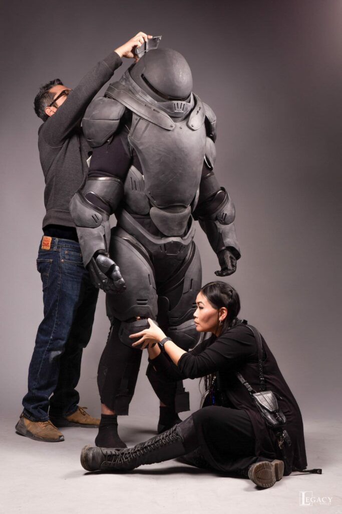 [2] Hammer of Boravia armor undergoing surface finishing;