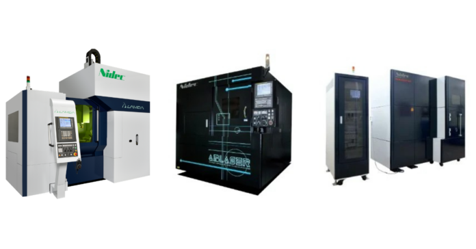 NIDEC Advanced Manufacturing Technologies Lineup Image showing 3 manufacturing technologies