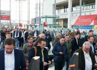 Crowd at the entrance of ceramitec