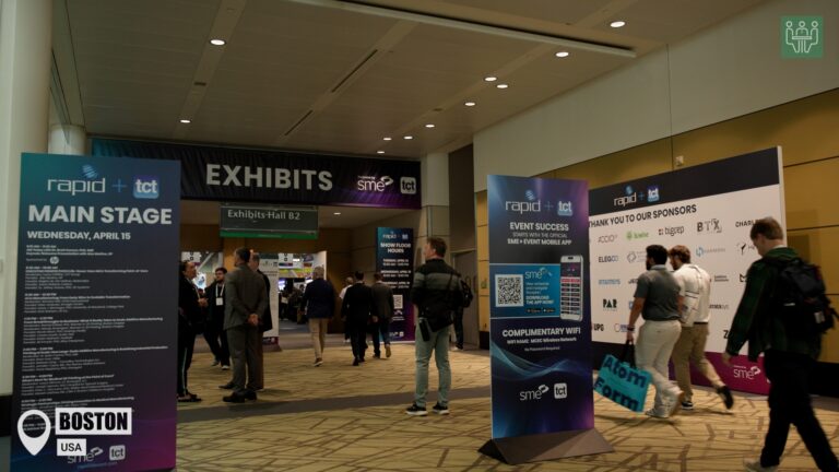 Entrance to the RAPID+TCT 2026 exhibition in Boston