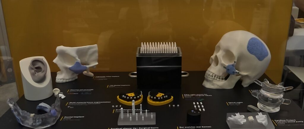 3D printed medical parts produced with technical ceramics on display
