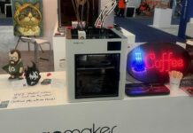 U1 x Cocoapress Edition 3D printer on a booth at RAPID+TCT 2026 in Boston