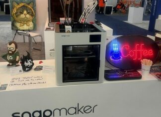 U1 x Cocoapress Edition 3D printer on a booth at RAPID+TCT 2026 in Boston