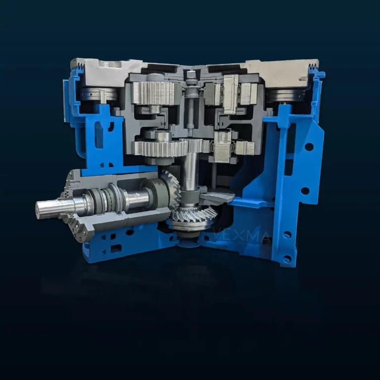 Scale model of a vertical roller mill gearbox