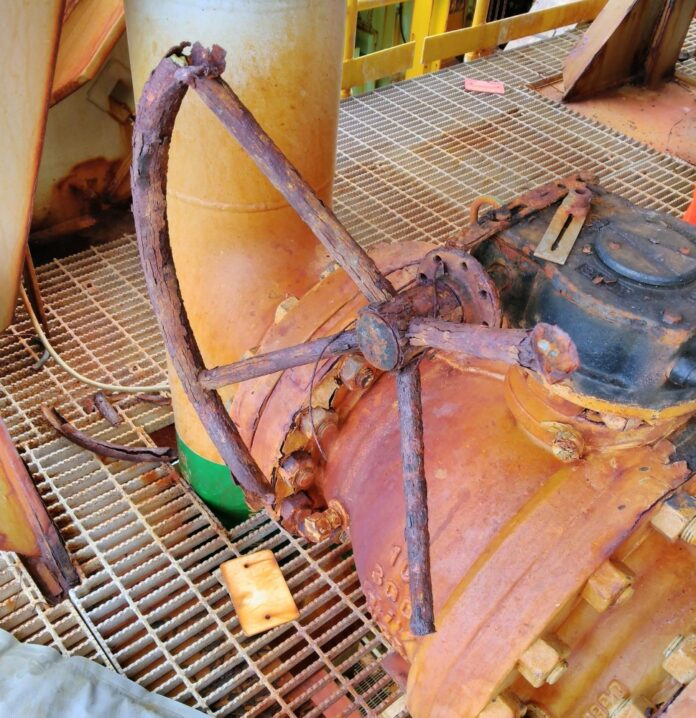 handwheel on the P-74 offshore platform that needed to be replaced