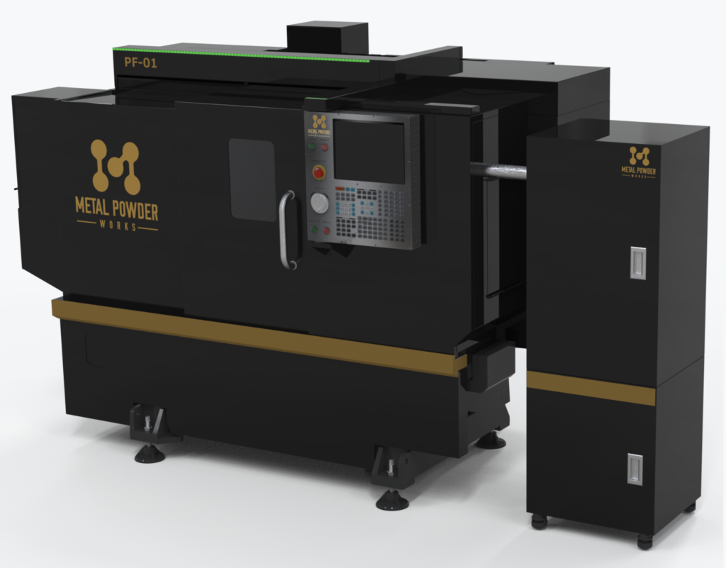 Rendering of Metal Powder Works powder production equipment.