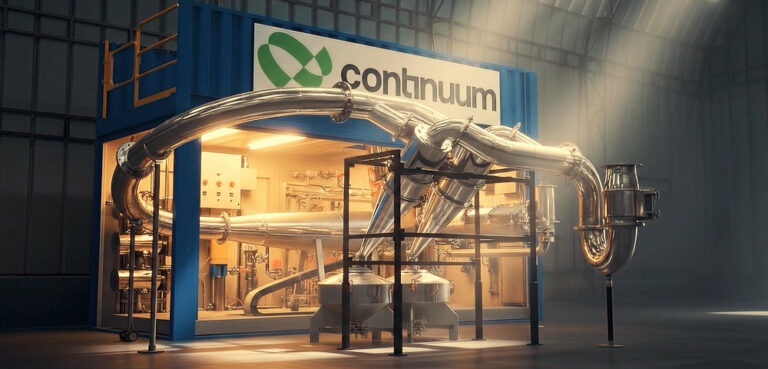 Continuum Powders atomization equipment inside a workshop.