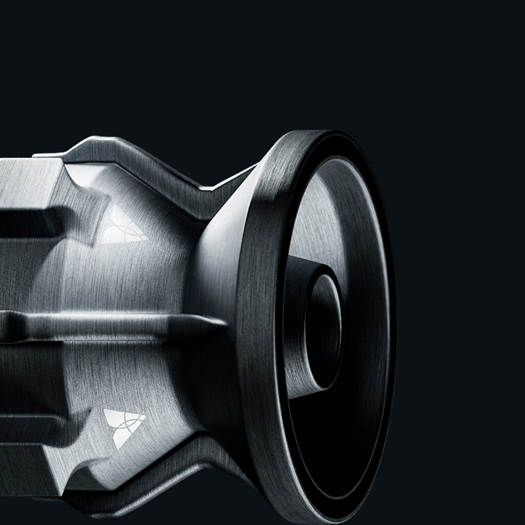 Metal propulsion component shown against a dark background.