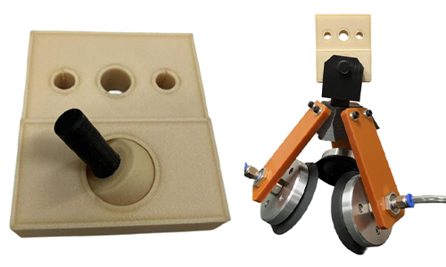 Printed joint component and its installation in a lifting fixture.