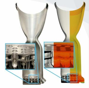 Image courtesy Velo3D. ©2026 Velo3D, Inc. All RightsReserved. – Thermal simulation of an aerospace part