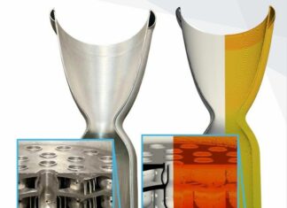 Comprendre la simulation et l’optimisation à grande échelle pour la fabrication additive métal en production Image courtesy Velo3D. ©2026 Velo3D, Inc. All Rights Reserved. – Thermal simulation of an aerospace part